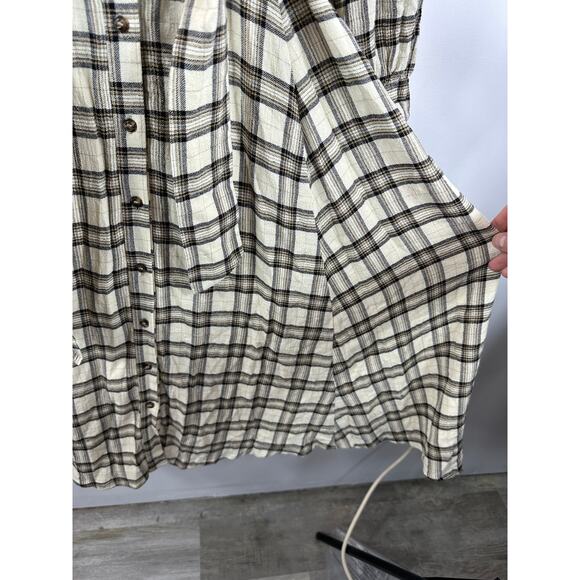 Sezane Lauretta Cream Casablanca Plaid Wool Blend Flannel Maxi Dress Size 42/10 - Picture 13 of 16